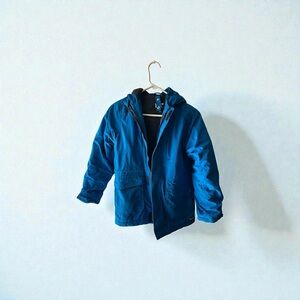 Kids Boys Lands End Blue Zip Up Jacket Hood, Warm Medium